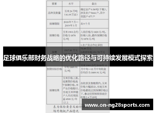 足球俱乐部财务战略的优化路径与可持续发展模式探索